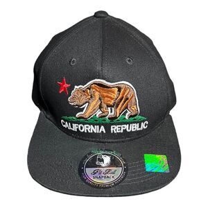 California Republic Pit Bull Snapback Embroidered Colored Black Adjustable Cap